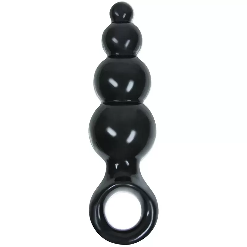 Анальная пробка с кольцом Jolie Ripples Large – черная