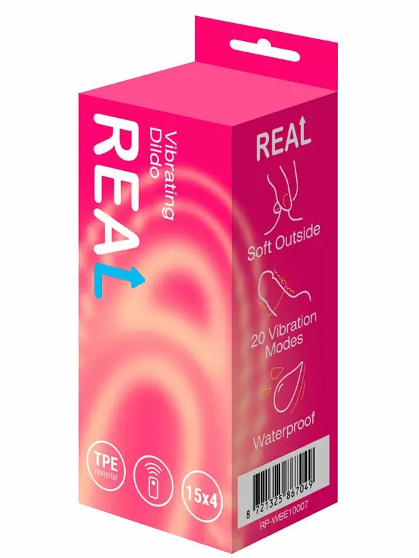 Реалистичный фаллоимитатор REAL, с пультом Д/У, 21,5 см, ТПЕ