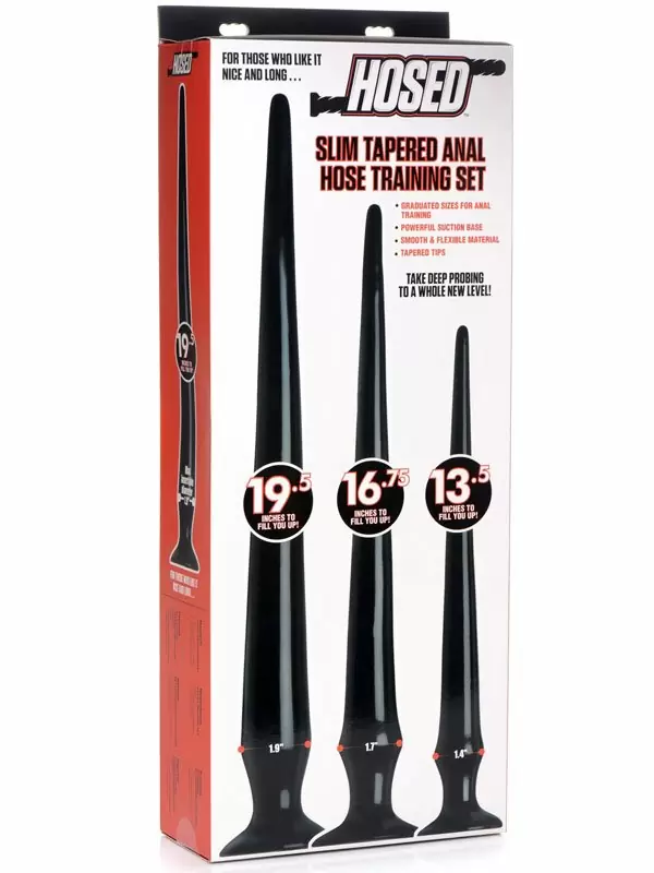 Набор больших анальных стимуляторов Hosed, 3 размера, ПВХ, черный