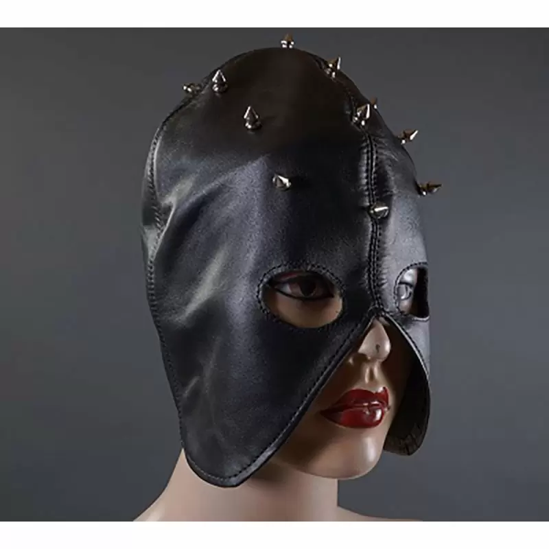 Полушлем из натуральной кожи Подиум с шипами - One Size