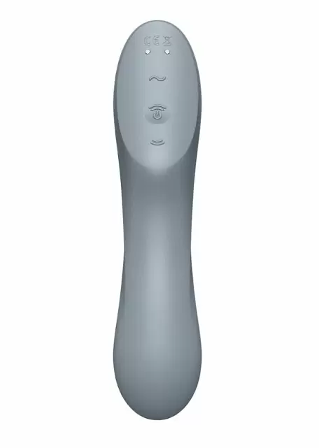 Двусторонний стимулятор клитора с вибрацией и вакуумно-волновым эффектом Curvy Trinity 3, серый