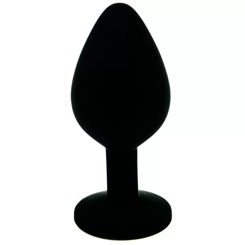 Средняя силиконовая анальная пробка Kanikule Medium с кристаллом – черный с розовым