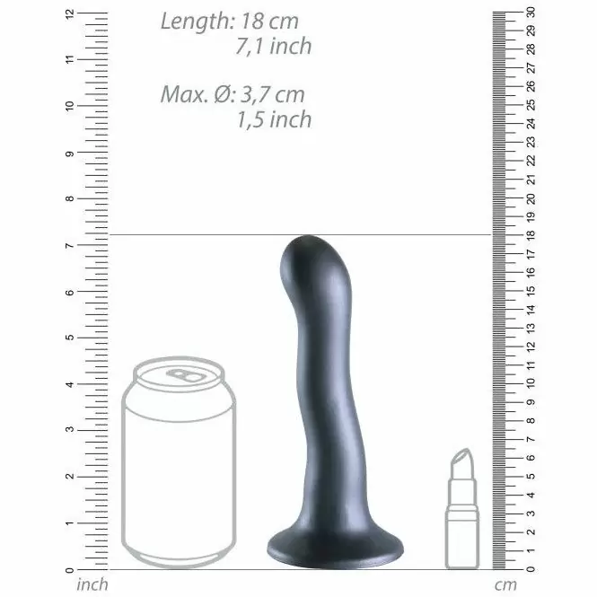 Изогнутый фаллоимитатор Shots toys Ultra Soft, 18 см, силикон, серый 