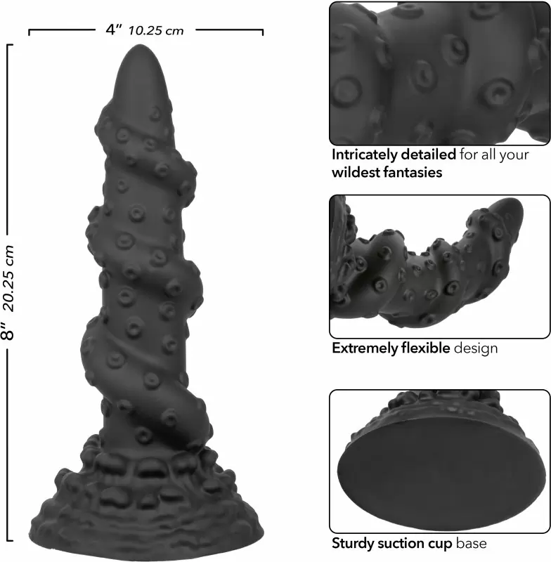 Необычный фаллоимитатор Monster Dong The Kraken, 20,2 см, тентакля, силикон, черный