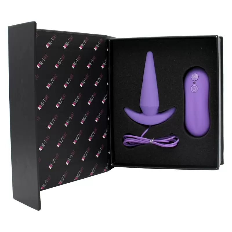 Анальная пробка с вибрацией на проводном пульте управления Tower – фиолетовый