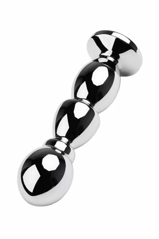 Большая анальная втулка TOYFA с кристаллом цвета рубина - серебристый с красным