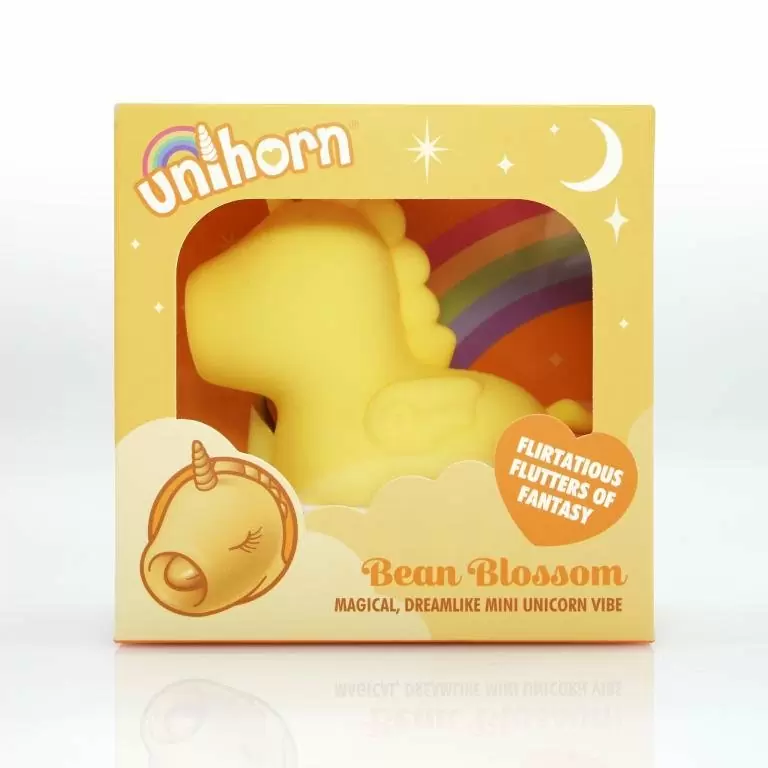 Стимулятор клитора с язычком Unihorn Bean Blossom, желтый