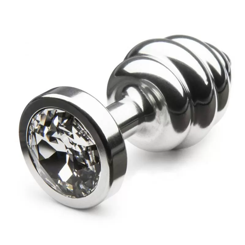 Миниатюрная анальная пробка Anni Ano T1 с рельефом и камнем Сваровски – серебристый