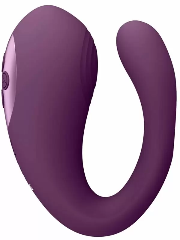 Вибратор Shots Toys Yoko тройного действия, 20 режимов работы, с функцией «мгновенный оргазм», фиолетовый