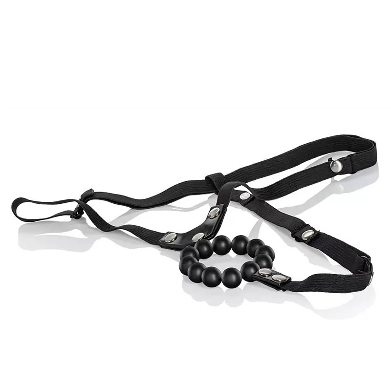 Трусики Lover's Thong With Stroker Beads с бусинками – черный