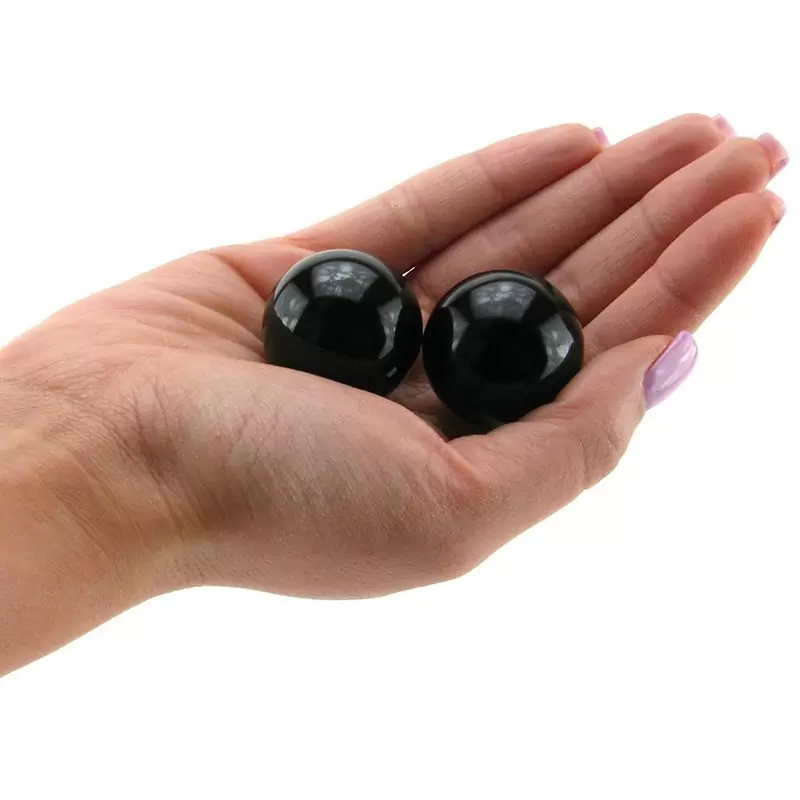Вагинальные шарики Medium Black Glass Ben-Wa Balls