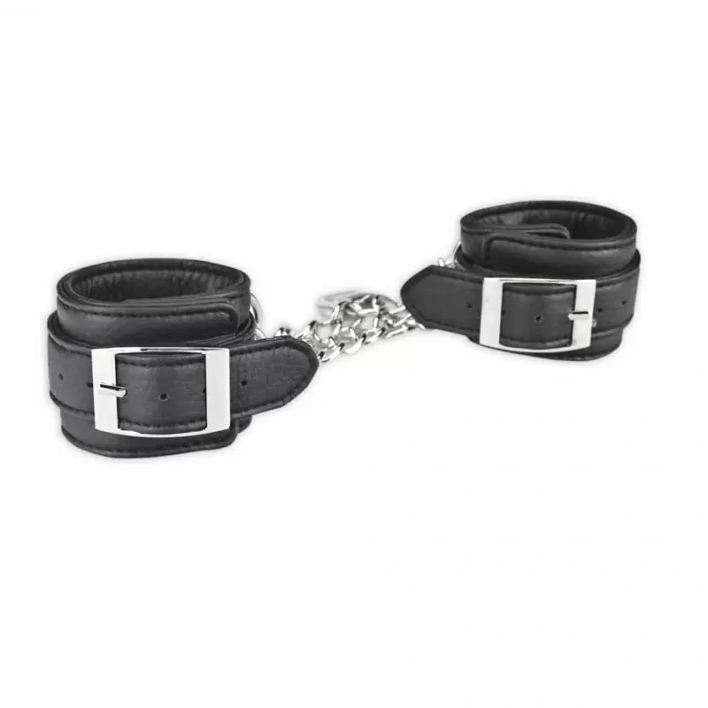 Унисекс наручники на цепи с замком Unisex Leatherette Cuffs – черный