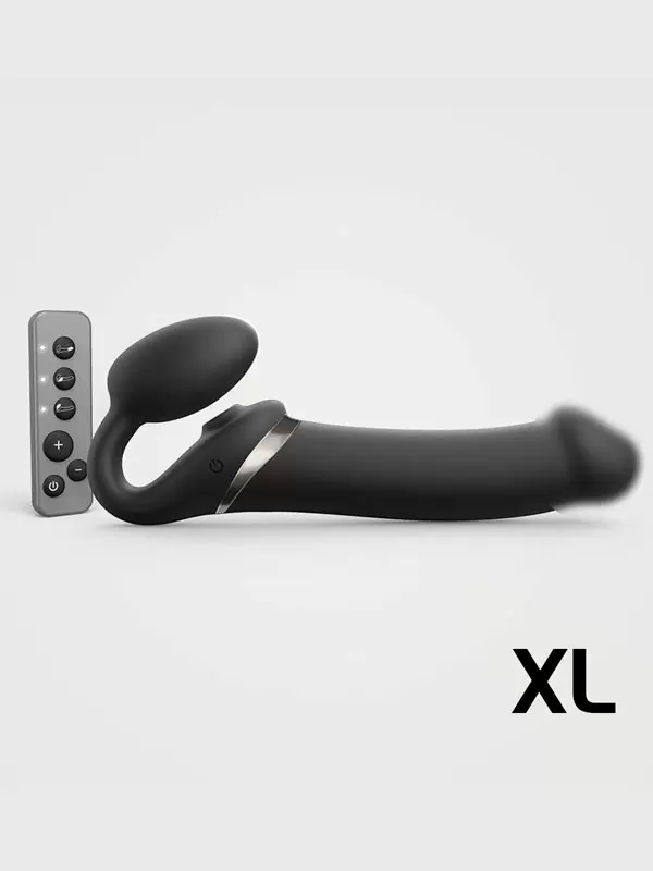 Анатомический страпон Strap-On-Me Multi Orgasm с 3 моторами, безремневой, размер XL, черный