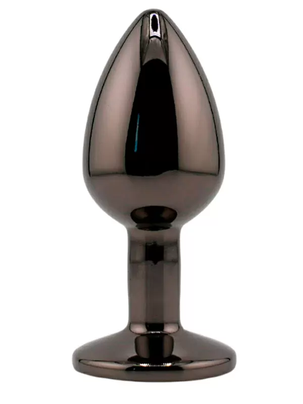 Черная алюминивая анальная пробка с кристаллом Small