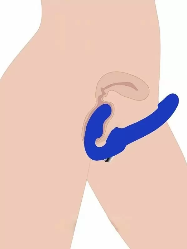 Анатомический страпон Revolver II Strap U, безремневой, 25 см, латекс, синий