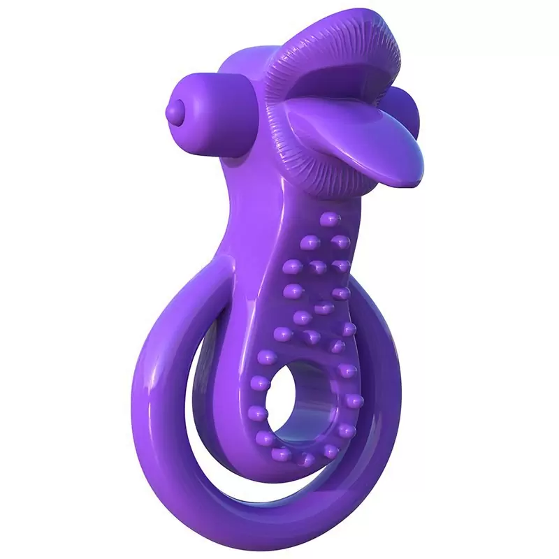 Эрекционное кольцо на пенис и мошонку Lovely Licks Couples Ring с вибрацией – фиолетовый