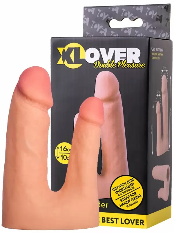 Реалистичная насадка TOYFA XLover Double Pleasure для двойного проникновения – телесный
