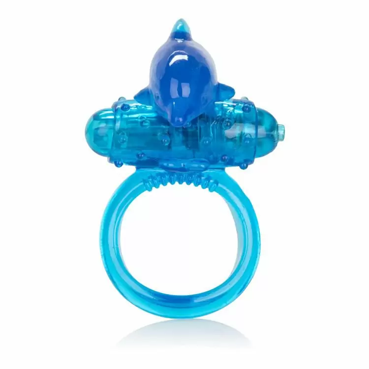 Эрекционное кольцо с вибропулей Calexotics One Touch™ Dolphin – голубой 