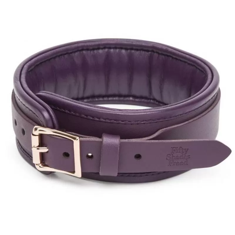 Стильный ошейник с металлической цепочкой Leather Collar & Lead - фиолетовый