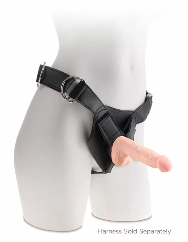 Реалистичный дилдо тройного покрытия с мошонкой и присоской King Cock Plus. 13 см