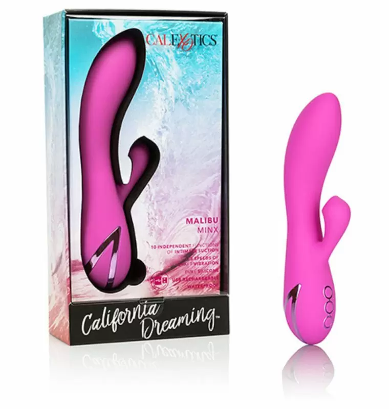 Вакуумный вибратор-кролик Malibu Minx, с функцией всасывания, 12 см, 13 режимов, розовый