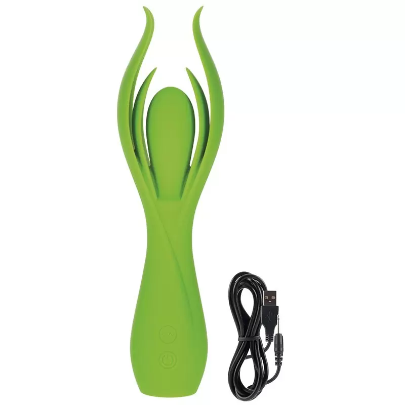 Вибромассажер с двойными лепестками Lust by Jopen L7 перезаряжаемый – зеленый
