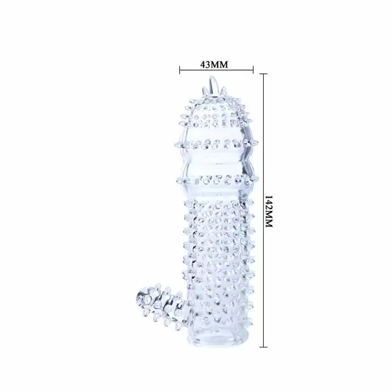 Стимулирующая насадка с закрытой головкой и клиторальным отростком Penis Sleeve – прозрачный