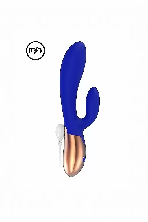 Вибратор-кролик с функцией нагрева Exquisite (синий): 20.5 см, 10 режимов вибрации, АБС/силикон