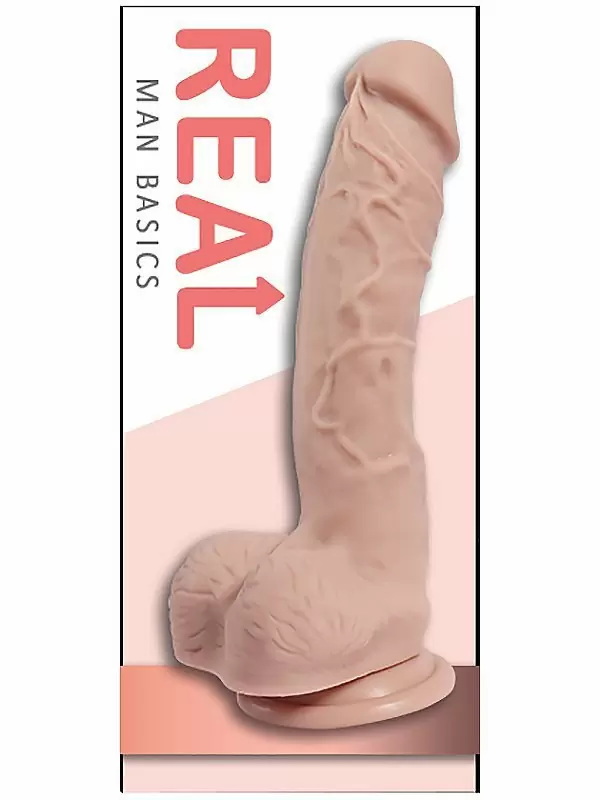 Реалистичный фаллоимитатор с мошонкой Real Man на присоске 20,5 х 4,5 см – телесный