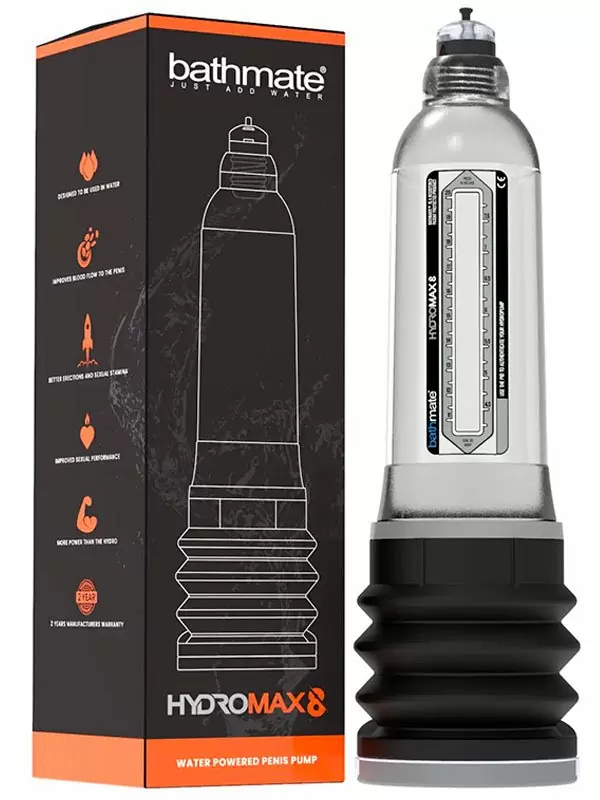 Гидропомпа Bathmate Hydromax8 aqua, для мужчин с размером до 21 см, прозрачная