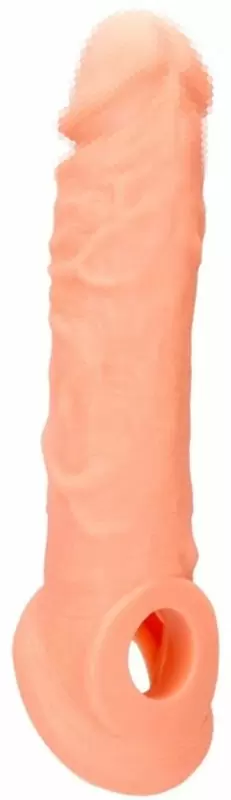 Увеличивающая насадка Shots Toys RealRock с креплением, телесный, 21,9 см х 5,9 см