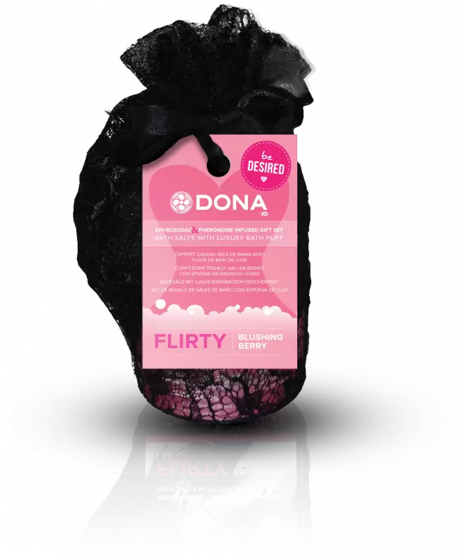 Подарочный набор Dona Be Desired Flirty: соль с феромонами и мочалка – ягодный, 215 г
