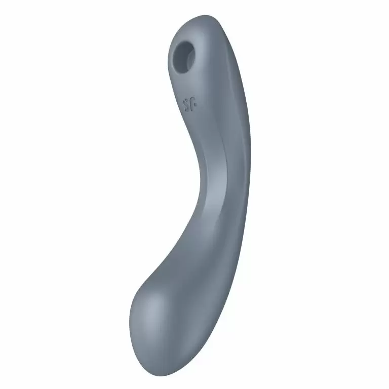 Изогнутый вибратор Satisfyer Curvy Trinity 1, с двумя моторами, 17,4 см, серо-голубой
