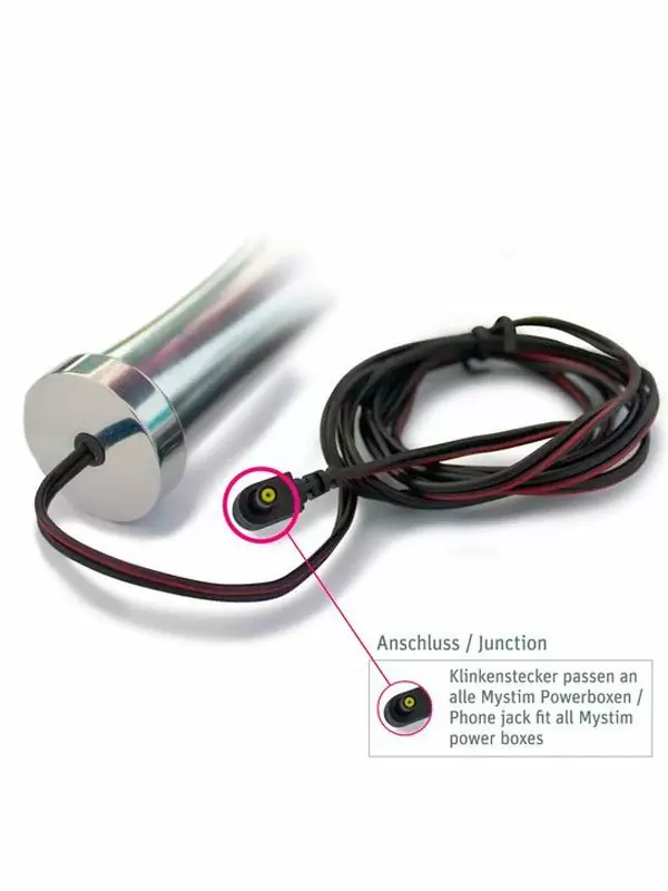 Анальный стимулятор Mystim Double Dan, для подключения к источнику электроимпульсов, 15,5 см, серебристый