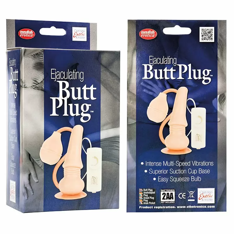 Анальная пробка Ejaculating Multi-Speed Butt Plug с вибрацией и эякуляцией – телесный