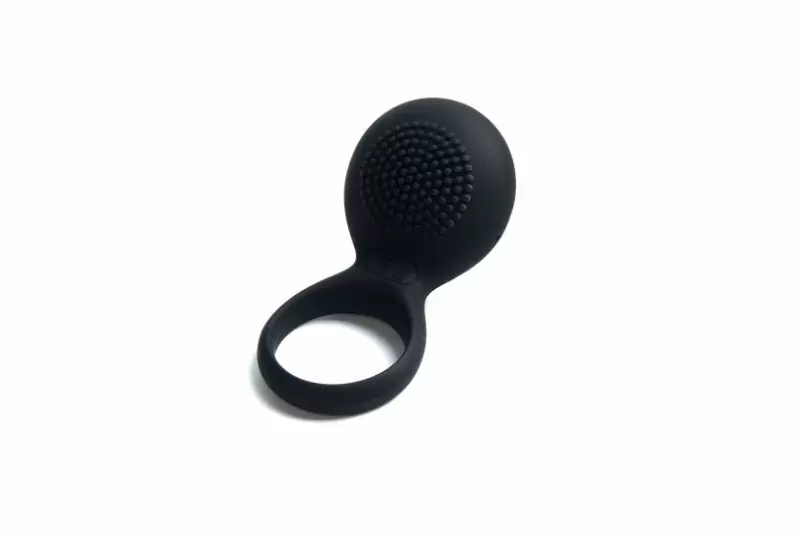 Черное эрекционное виброкольцо с круглым стимулятором, Svakom Tyler