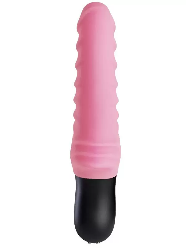 Ребристый пульсатор Stronic Drei, 24 см, 10 режимов, нежно-розовый