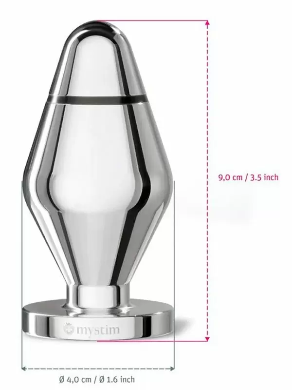 Анальный стимулятор Mystim John S, для подключения к источнику электроимпульсов, 9 см, серебристый