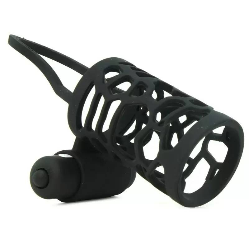 Эрекционная сетка с вибрацией Thick Dick Silicone Vibrating Cage – черный