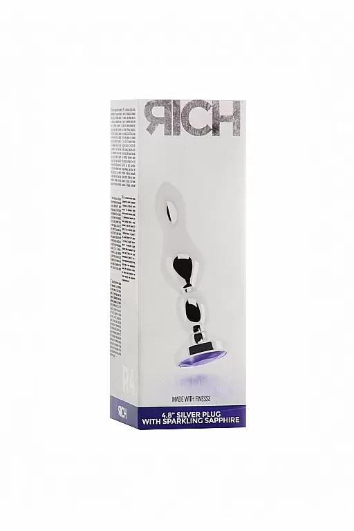 Серебряная анальная пробка с с сапфировым кристаллом Silver Plug - Purple Sapphire