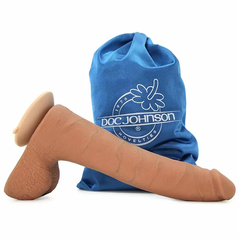 Фаллоимитатор реалистик Realistic Cock UR3 9” Slim с мошонкой – коричневый