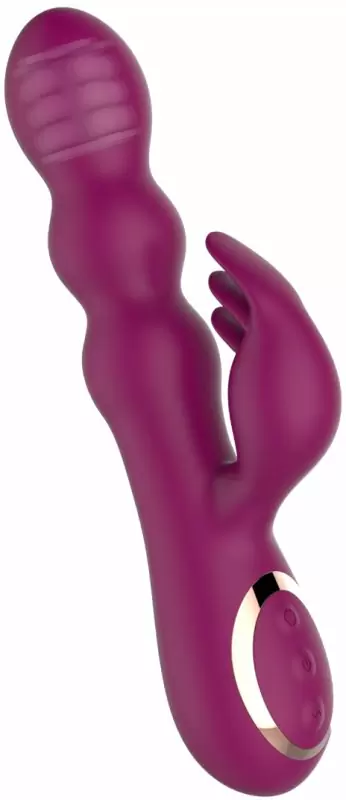 Оригинальный вибратор-кролик AN Stamen, 22 см, с массажем бусинами, лиловый