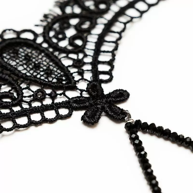 Черный кружевной браслет ручной работы с бусинками Dolce Piccante Bello fiore - XS