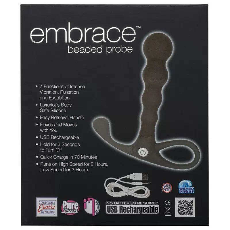 Массажер простаты Embrace Beaded Probe перезаряжаемый – серый