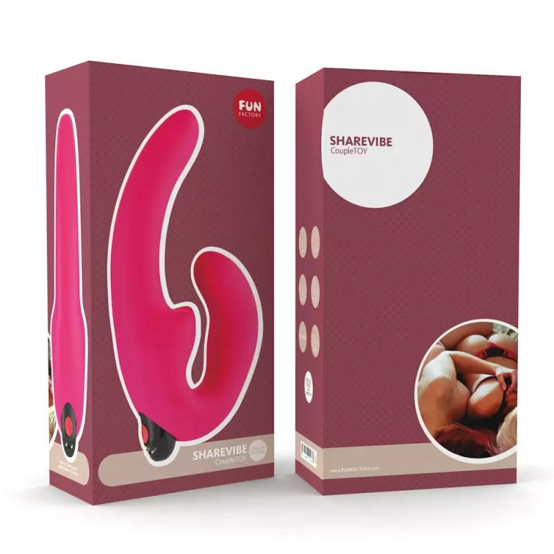 Анатомический страпон Fun Factory Sharevibe, безремневой, со съемной вибропулей, 22 см, розовый