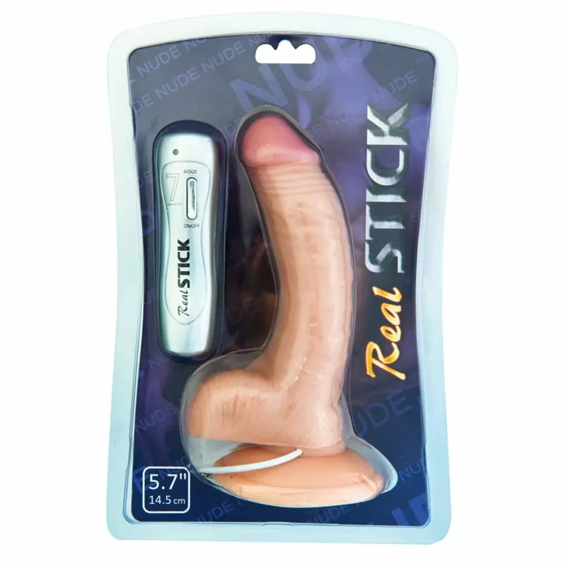 Виброреалистик с мошонкой TOYFA RealStick Nude 5,7” на присоске – телесный