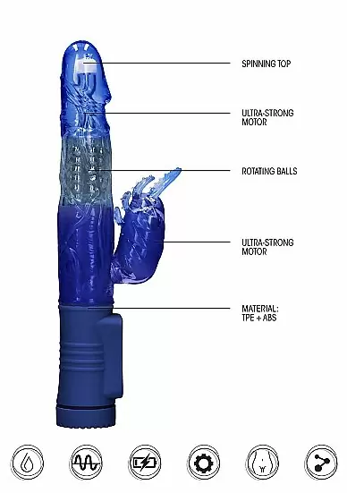 ВИБРАТОР КРОЛИК ROTATING BEETLE - синий