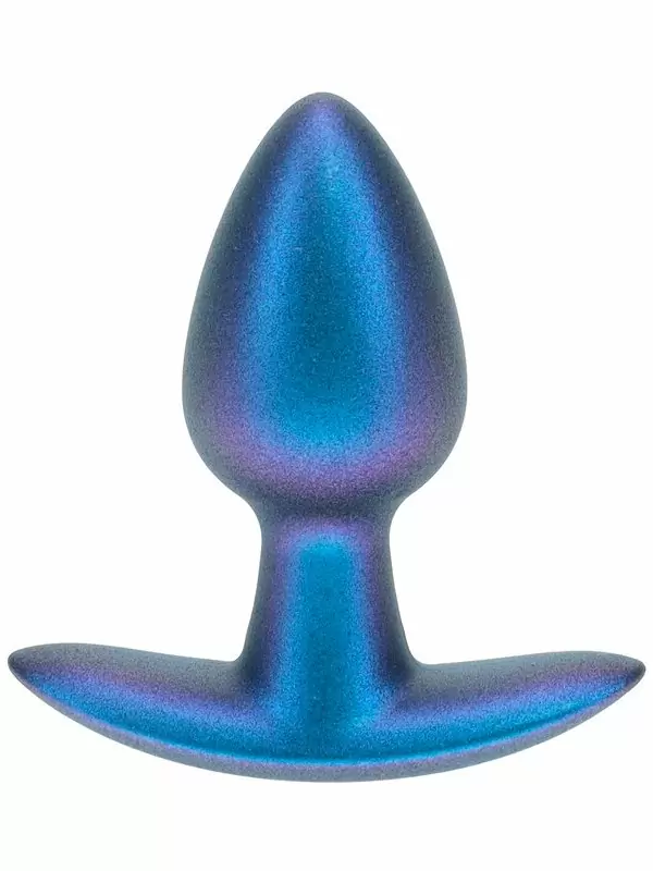 Гладкая анальная пробка Shots toys, 6,5 см, силикон, синий металлик