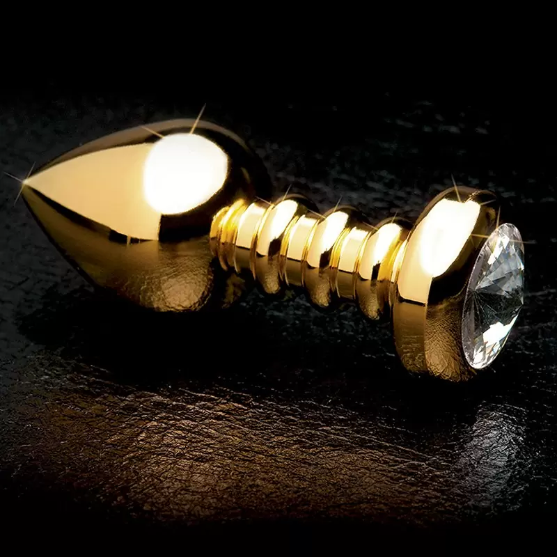 Анальная пробка Luv Plug с кристалом – золотая