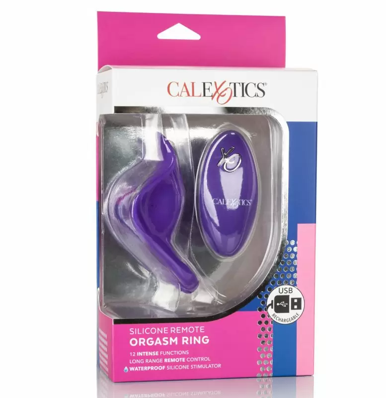 Эрекционное виброкольцо Remote Orgasm Ring с беспроводным пультом – фиолетовый